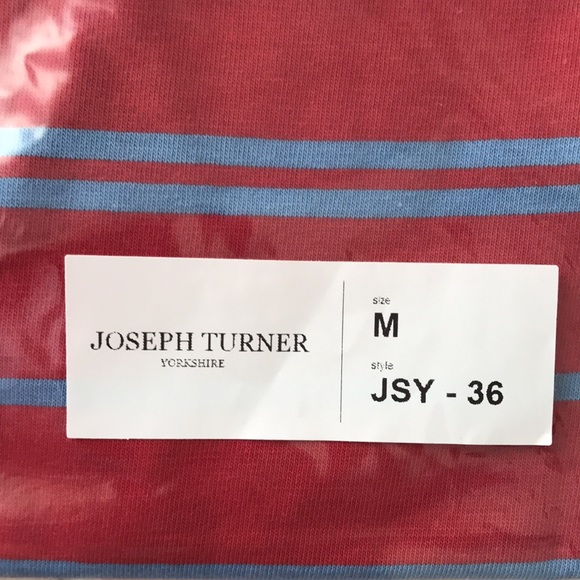 NEW Joseph Turner UK Golf Polo Shirt Striped Medium Red & Blue - Picture 6 of 11